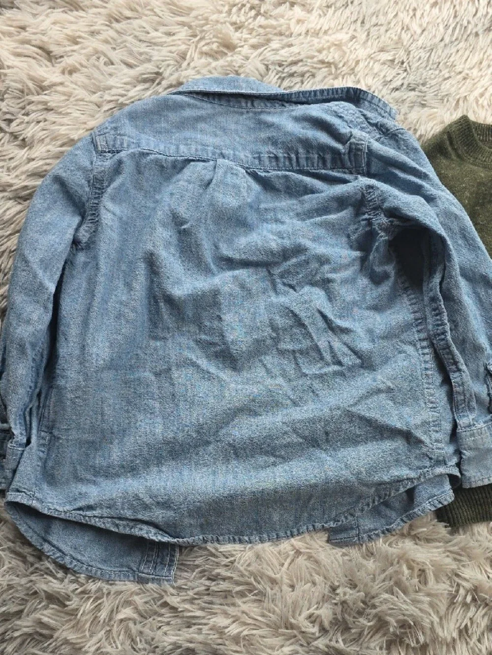GAP Blue Button-Down Shirt with Olive Green Sweater